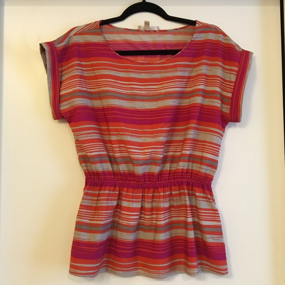 Striped Banana Republic Gathered Waist Blouse Sz M